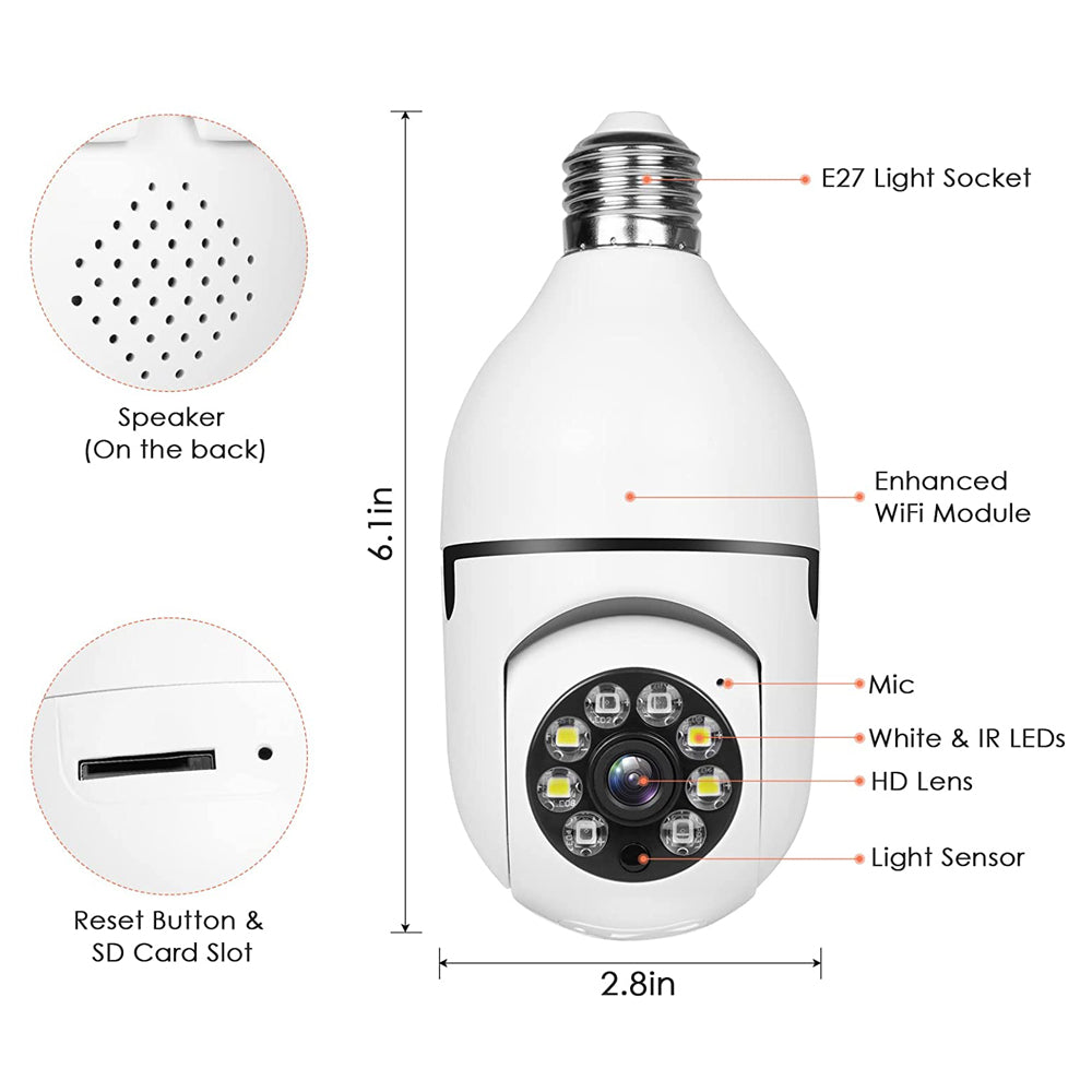 MULTI-FUNCTIONAL WIRELESS SMART HD LIGHT BULB SECURITY CAMERA WITH MOTION SENSORS