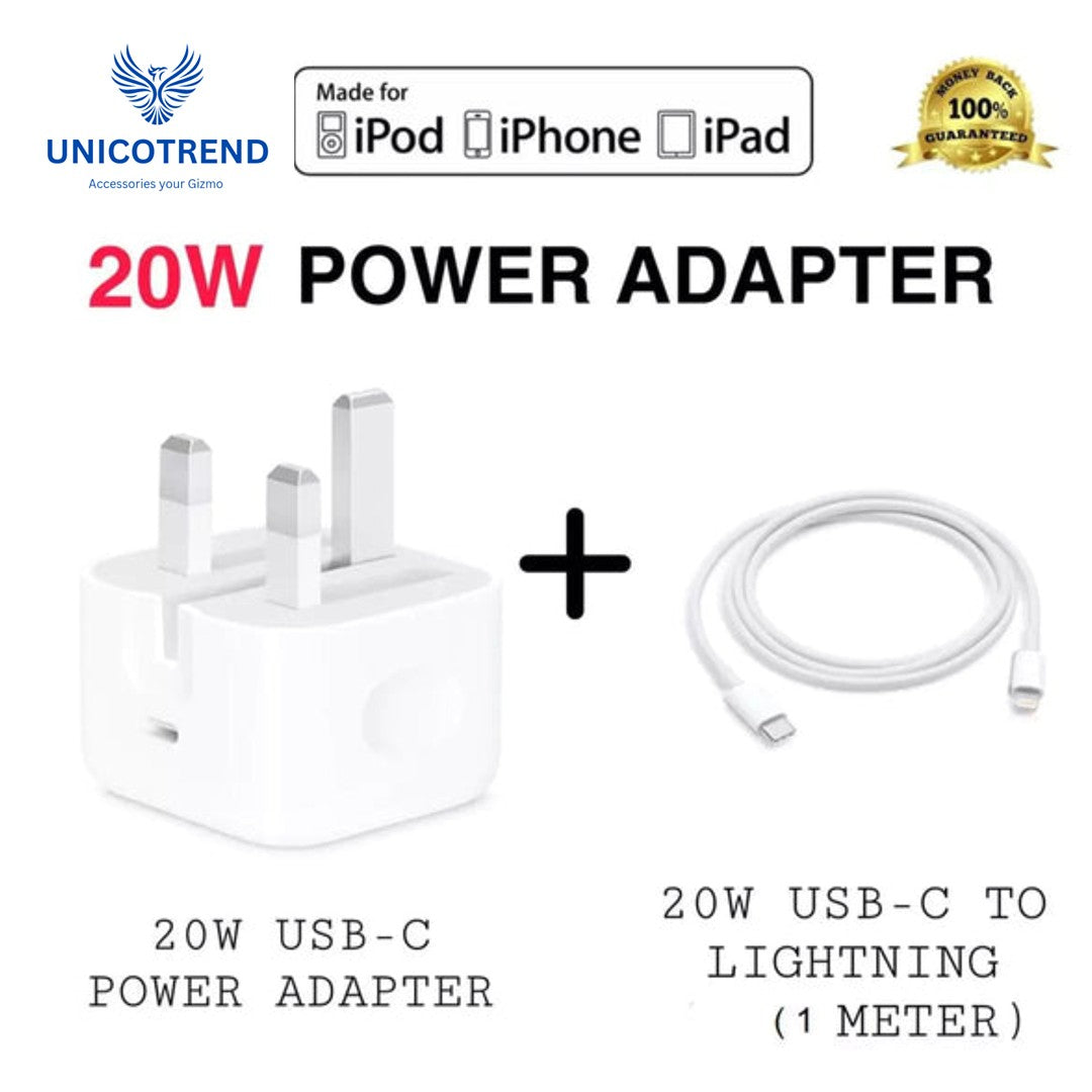 Pack of 2 :20w Original Adapter with 20w Lightning Cable