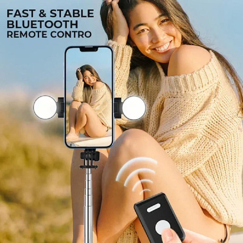 ULTRA 6 IN 1 SELFIE STICK + TRIPOD STAND 360° ROTATION BLUETOOTH REMOTE + LIGHT