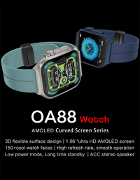 OA88 SMARTWATCH 1.96 INCH AMOLED ULTRA CLEAR SCREEN 3D FLEXIBLE SURFACE DESIGN