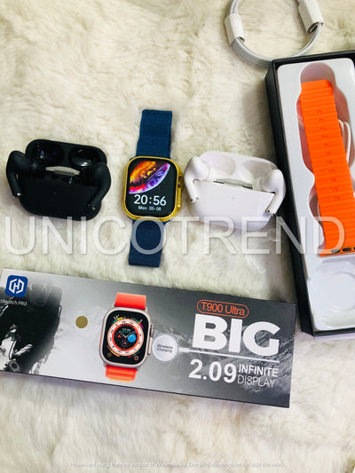 T900 ULTRA SMART WATCH+ AIRPORDS PRO 2 FREE POUCH+METAL STRAPS