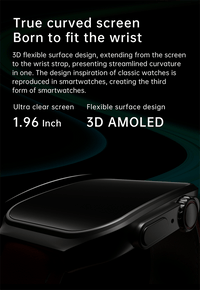 OA88 SMARTWATCH 1.96 INCH AMOLED ULTRA CLEAR SCREEN 3D FLEXIBLE SURFACE DESIGN